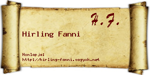 Hirling Fanni névjegykártya